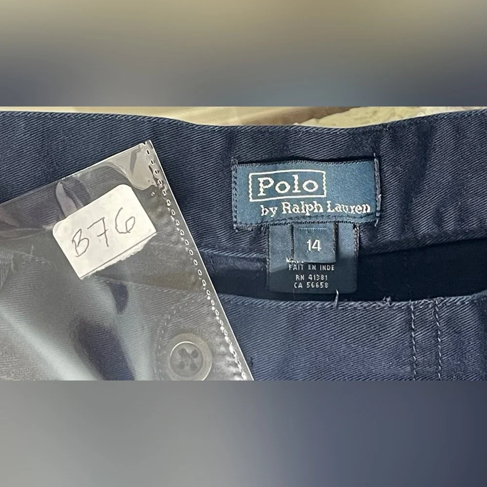 Polo By Ralph Lauren Kids Boys Size 14 Navy Blue Classic Chino Shorts‎ Preppy